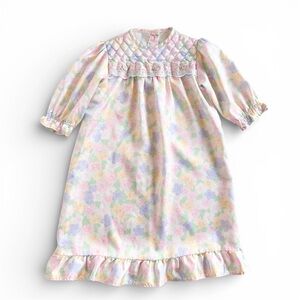 Vintage Her Majesty Nightgown Pastel Floral Lace Heirloom USA Baby Girls 24 mos
